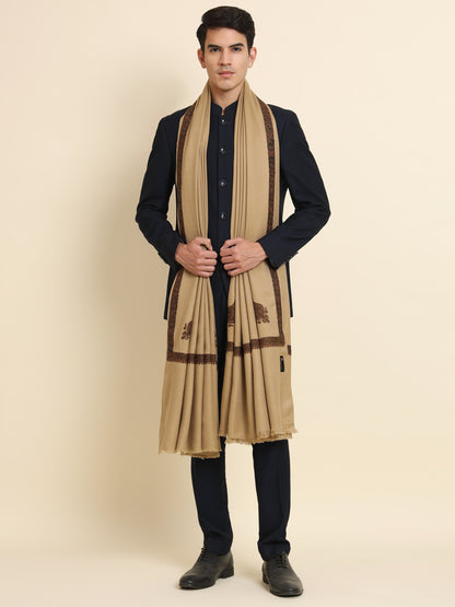 Traditional Kashmiri Embroidered Lohi for Men | Brown