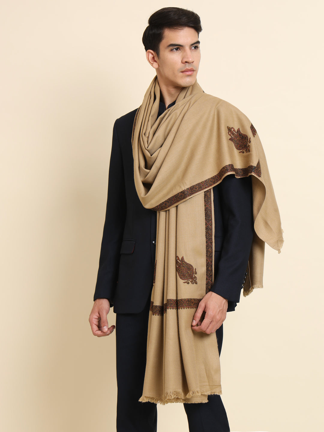 Traditional Kashmiri Embroidered Lohi for Men | Brown