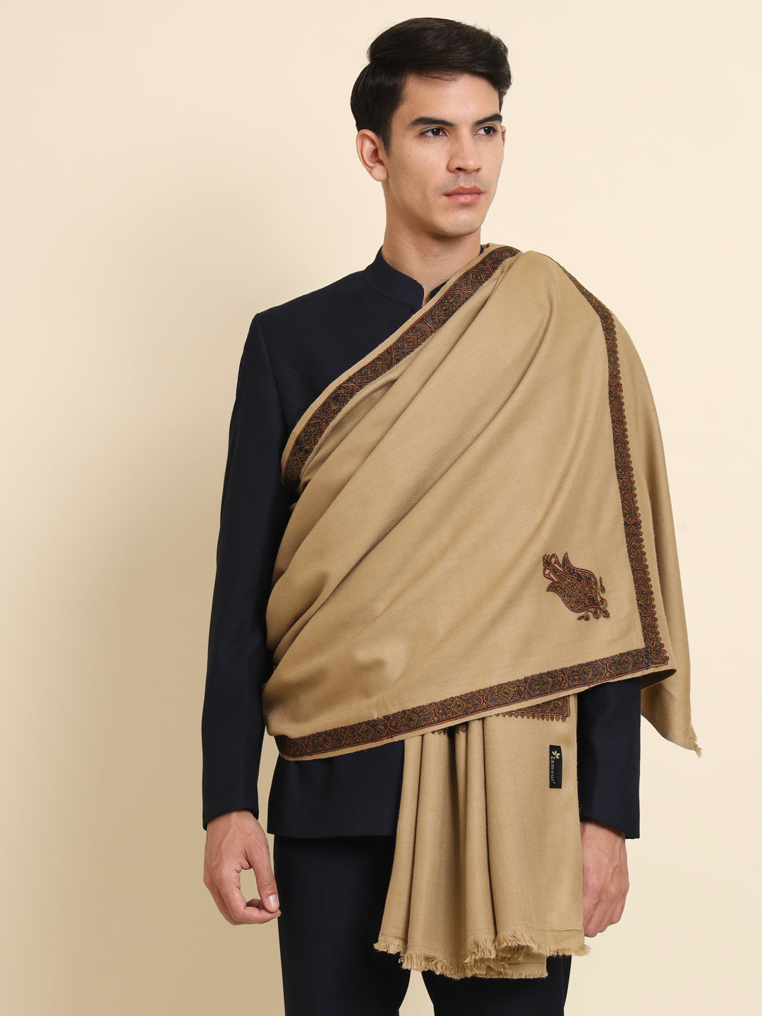 Traditional Kashmiri Embroidered Lohi for Men | Brown