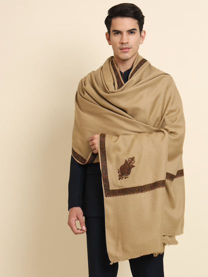 Traditional Kashmiri Embroidered Lohi for Men | Brown