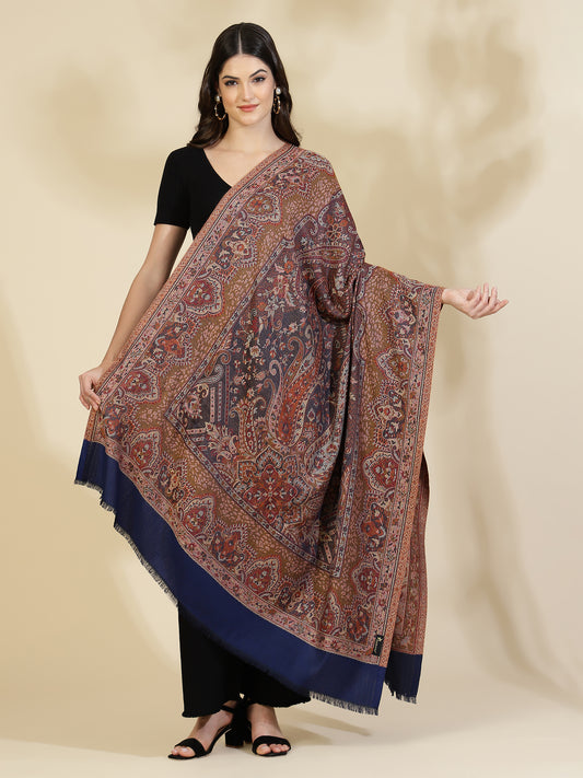 Jacquard Woven Shawl for Women in Royal Jamawar Patterns | Blue