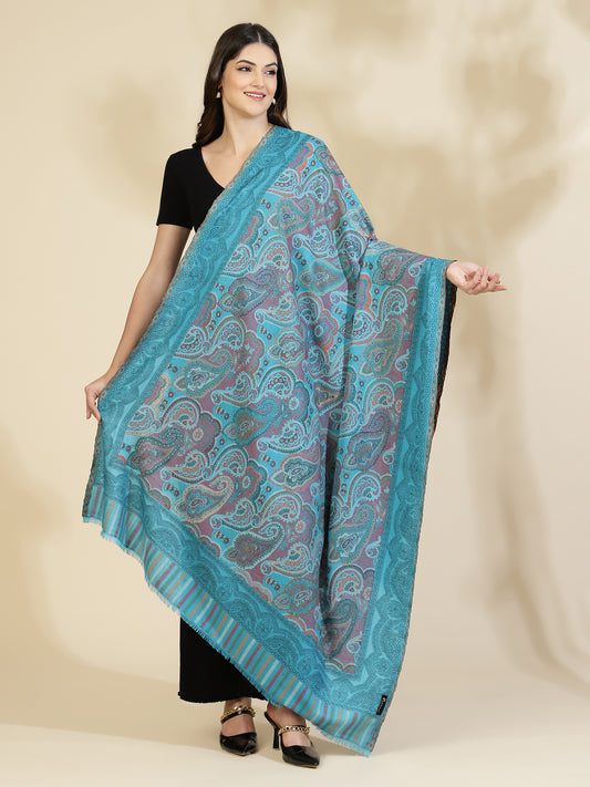 Kani Paisley Weave Pure Wool Shawl For Women | Firozi