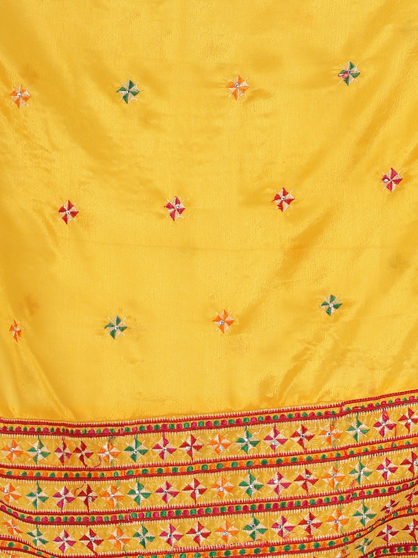 Punjabi Phulkari Dupatta with Heavy Embroidery Border | Yellow