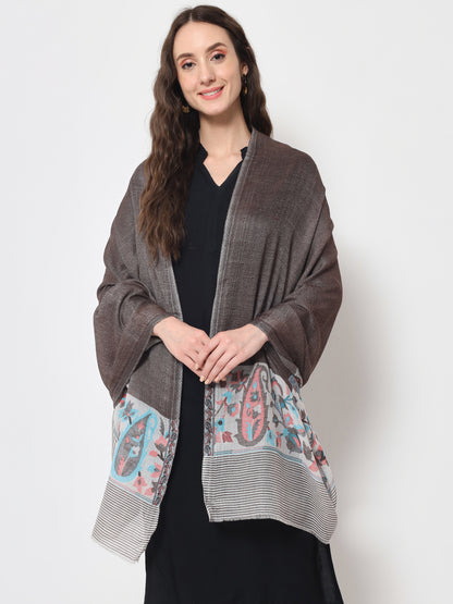 Ultra Soft Fine-Wool Woven Stole For Women | Black