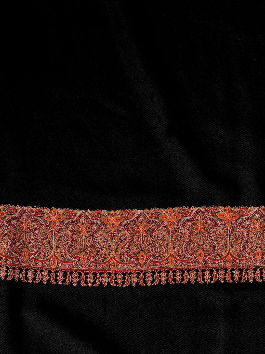 Men's Traditional Wool Shawl with Fine Embroidery | Black