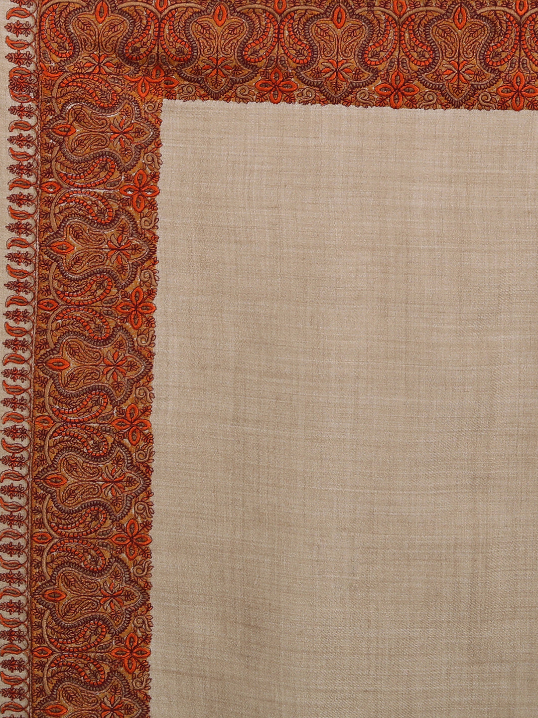 Men's Traditional Wool Shawl with Fine Embroidery | Brown