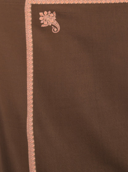 Men's Traditional Woolen Shawl with Fine Embroidery | Coffee