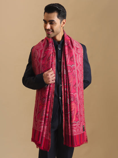 Kani Weave Paisley Pure Wool Shawl | Maroon