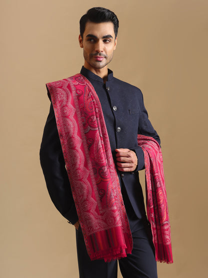 Kani Weave Paisley Pure Wool Shawl | Maroon