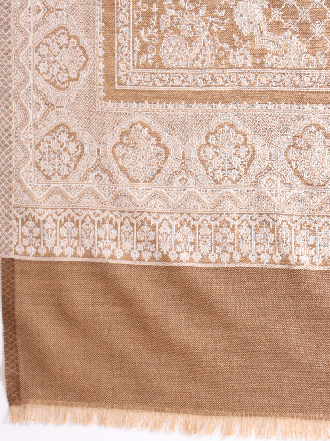 Kashmiri Woven Ethnic Jaal Shawl for Men | Brown