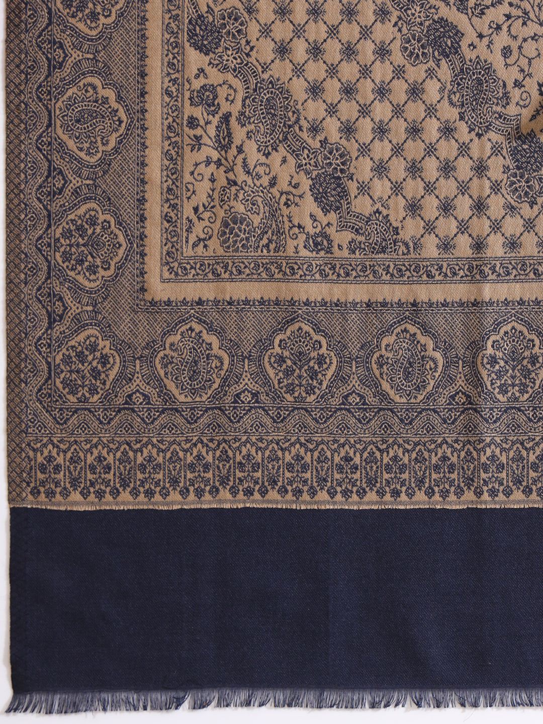 Kashmiri Woven Ethnic Jaal Shawl for Men | Blue