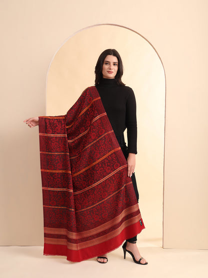 Woven Jamawar Shawl for Women in Floral Patterns | Maroon