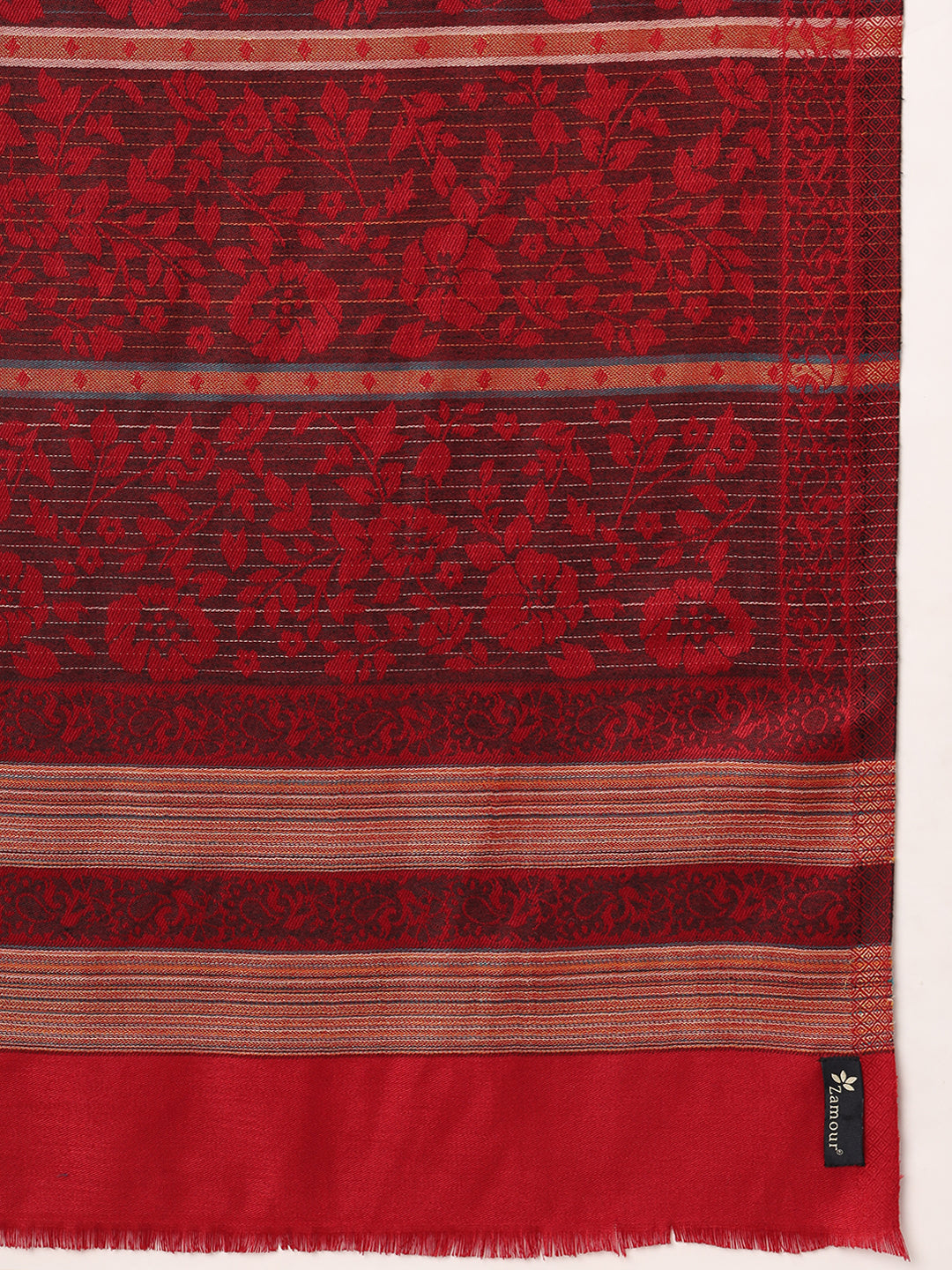 Woven Jamawar Shawl for Women in Floral Patterns | Maroon