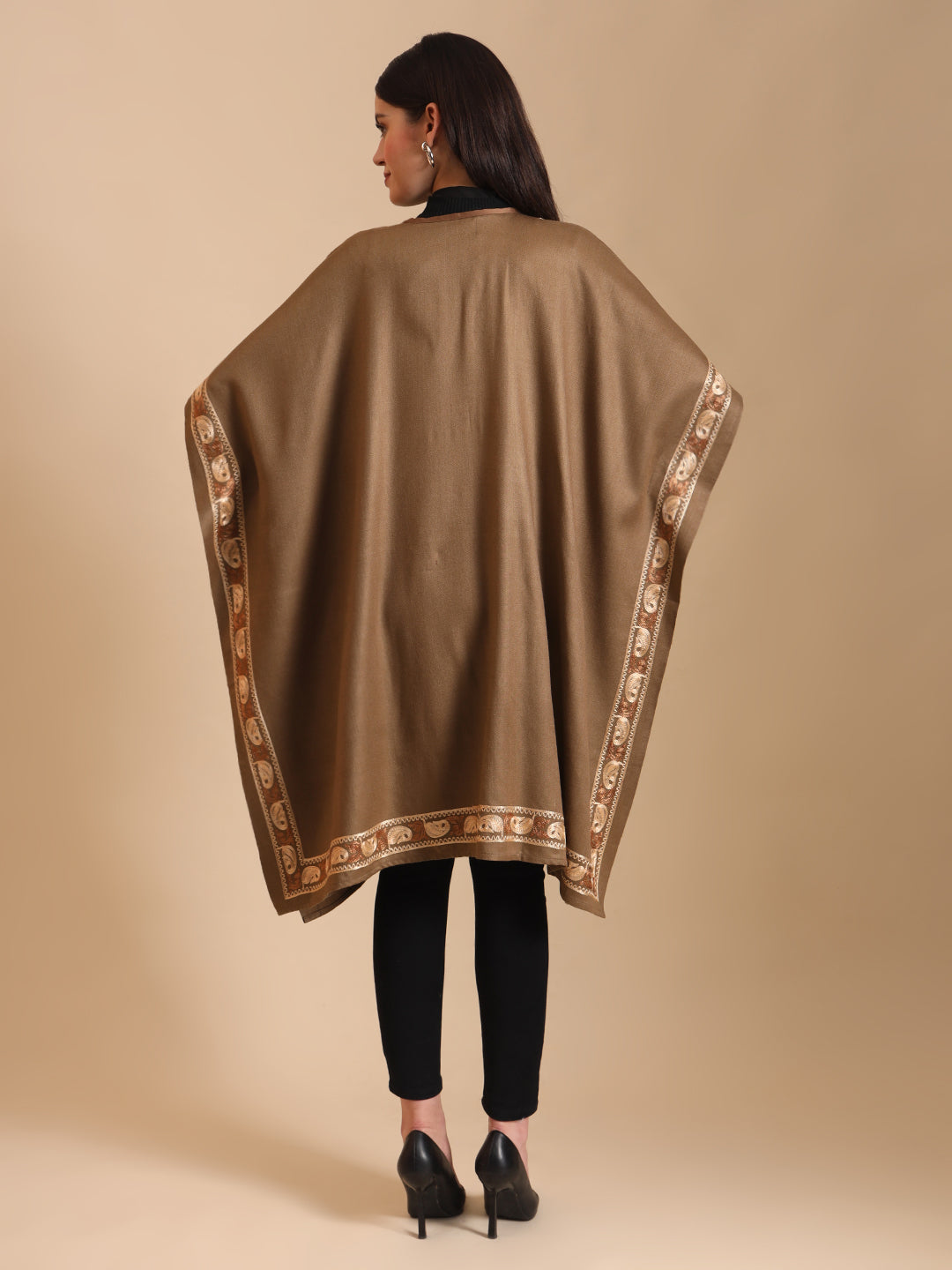 Kashmiri Embroidery Brown Pheran Shrug