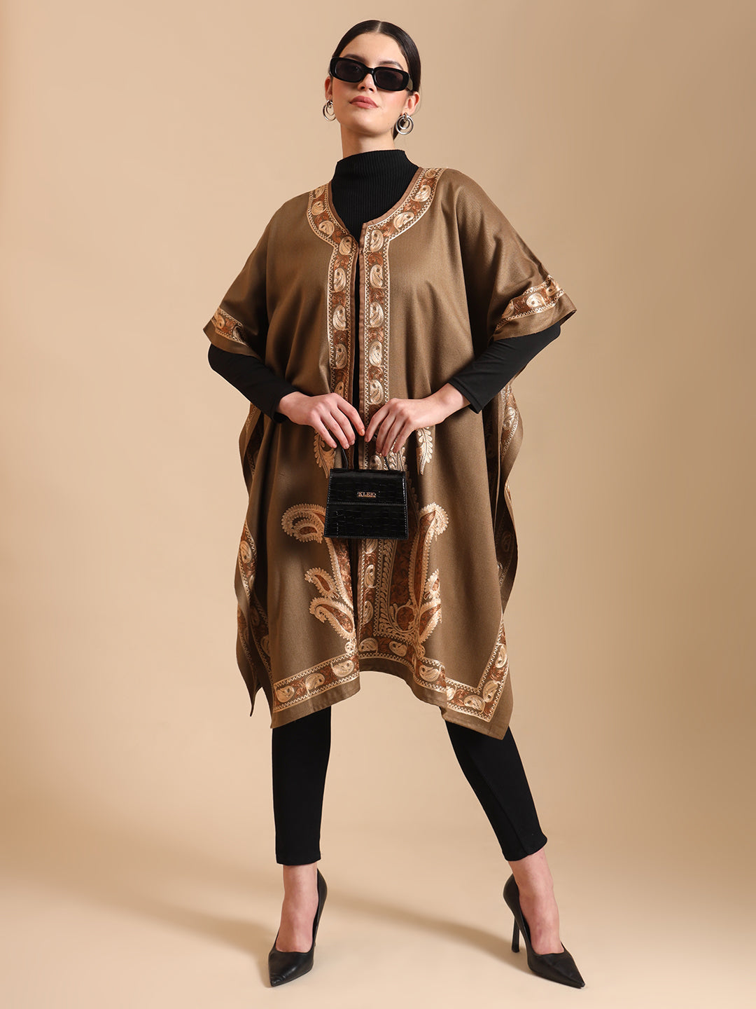 Kashmiri Embroidery Brown Pheran Shrug