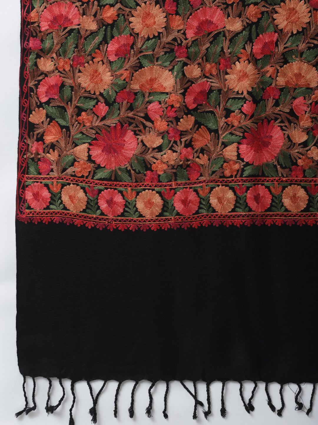 Kashmiri Aari Embroidery Woollen Stole | Black