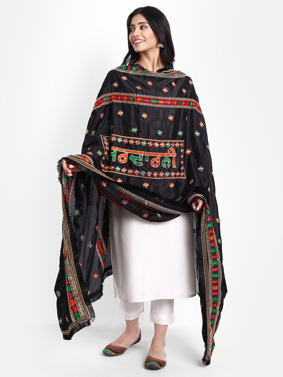 Black punjabi 2025 suit with phulkari